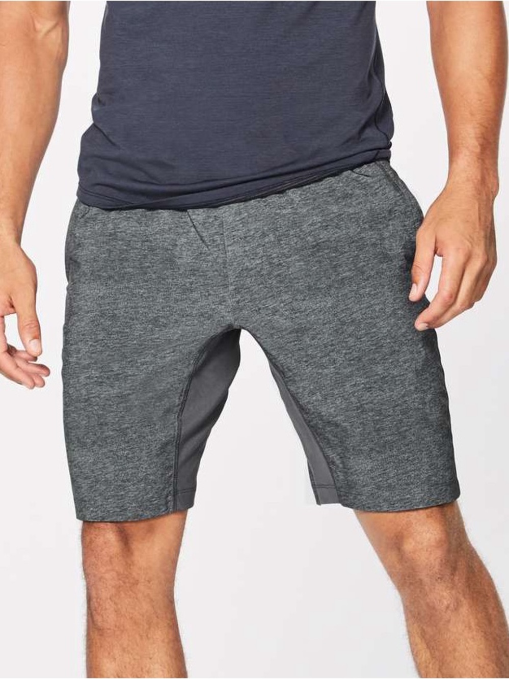 Lululemon T.H.E. Short Linerless 9" Heathered Texture Printed Mercury Coal XL